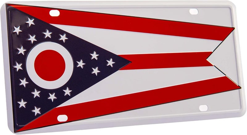 Pickwicks Ohio State Flag License Plate – Embossed Aluminum – Buckeye State Pride – Decorative Car Tag – 6”x12” Novelty Metal Sign (Ohio) - Image 1